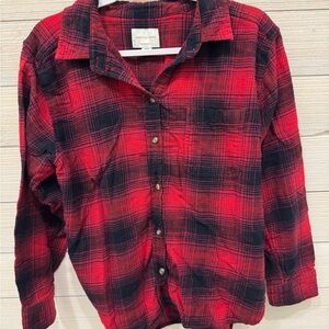 American Eagle Outfitters Red and Black Flannel Shirt